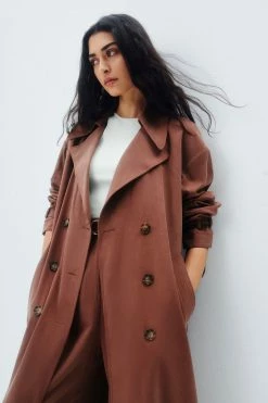 Shona Joy SARA TRENCH COAT - CHESTNUT TOPS
