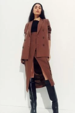 Shona Joy SKIRTS SARA WRAP MIDI SKIRT - CHESTNUT