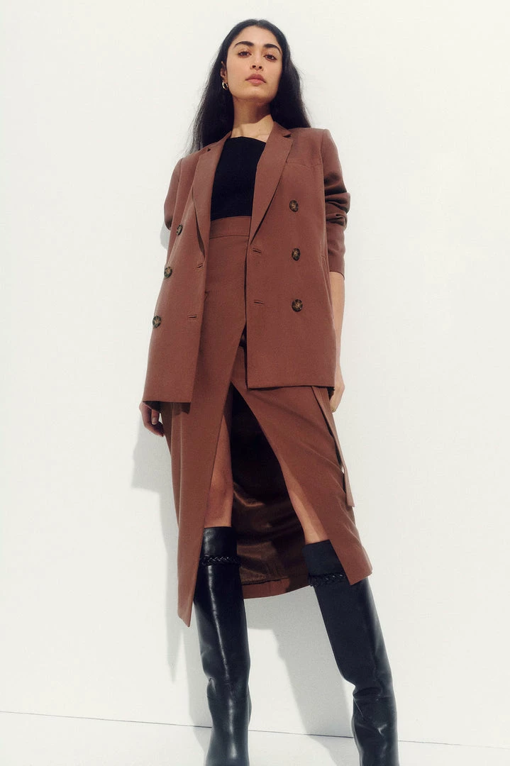 Shona Joy SKIRTS SARA WRAP MIDI SKIRT - CHESTNUT