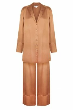 Shona Joy LA LUNE LOUNGE LONG SLEEVE SHIRT SET- COPPER Wedding