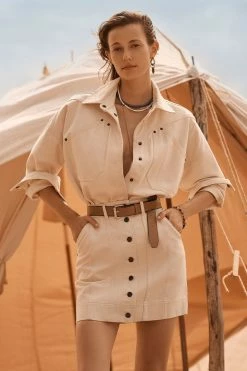 Shona Joy SIERRA PANELLED UTILITY MINI SKIRT - CREAM SKIRTS