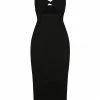 Shona Joy DRESSES SIMONE FITTED CUT OUT MIDI DRESS - BLACK