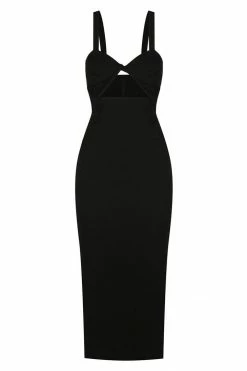 Shona Joy DRESSES SIMONE FITTED CUT OUT MIDI DRESS - BLACK