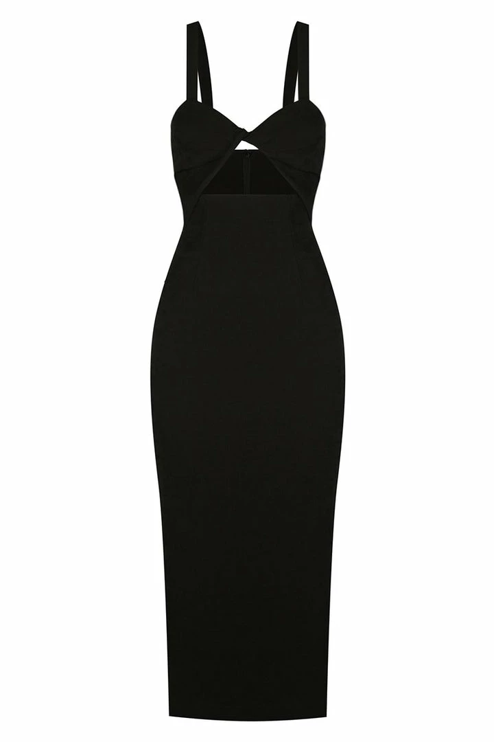 Shona Joy DRESSES SIMONE FITTED CUT OUT MIDI DRESS - BLACK