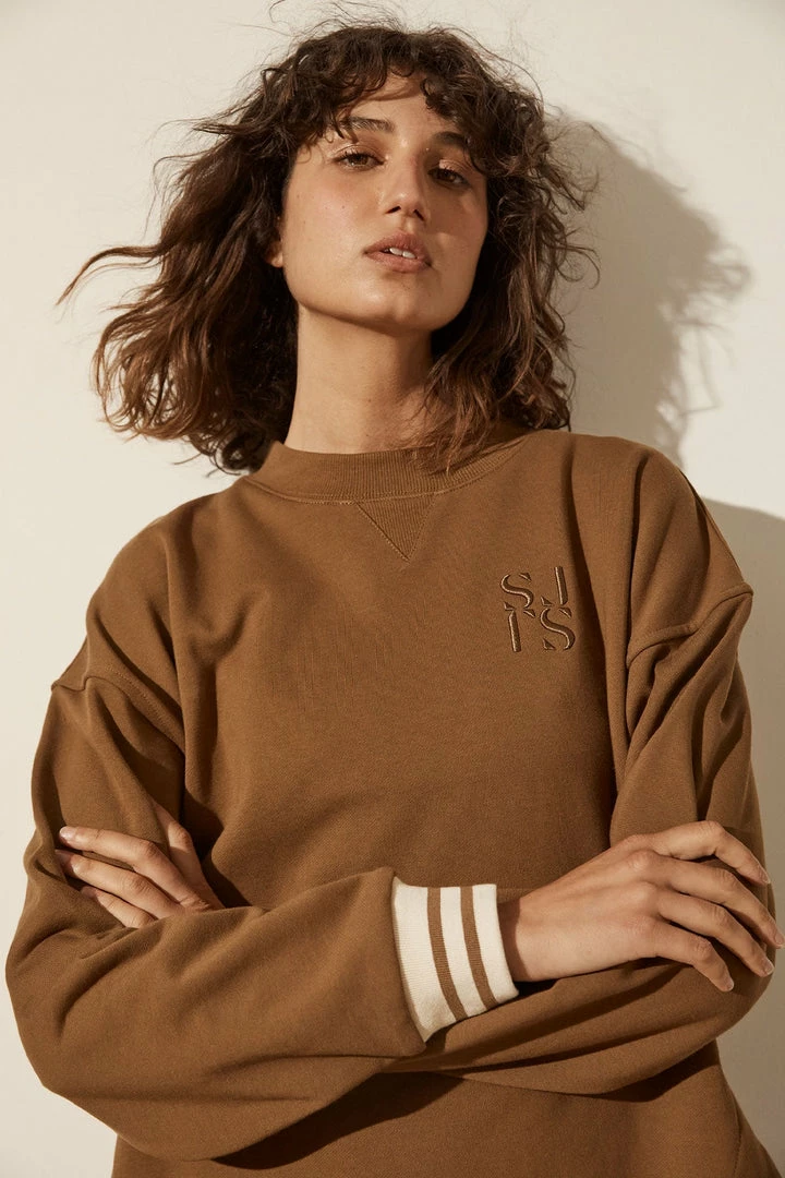 Shona Joy SJ LOGO CURVED HEM JUMPER - CUMIN TOPS