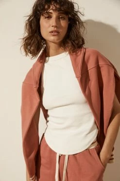 Shona Joy TOPS SJ LOGO CURVED HEM JUMPER - RHUBARB