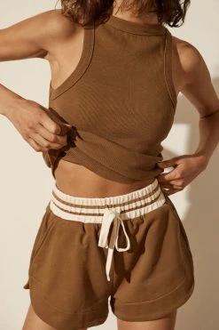 Shona Joy SJ CURVED HEM SHORT - CUMIN KNITWEAR