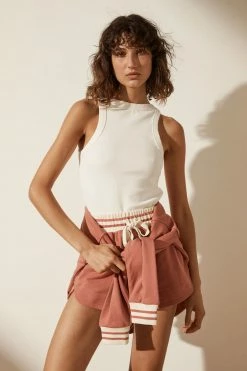 Shona Joy SJ CURVED HEM SHORT - RHUBARB KNITWEAR