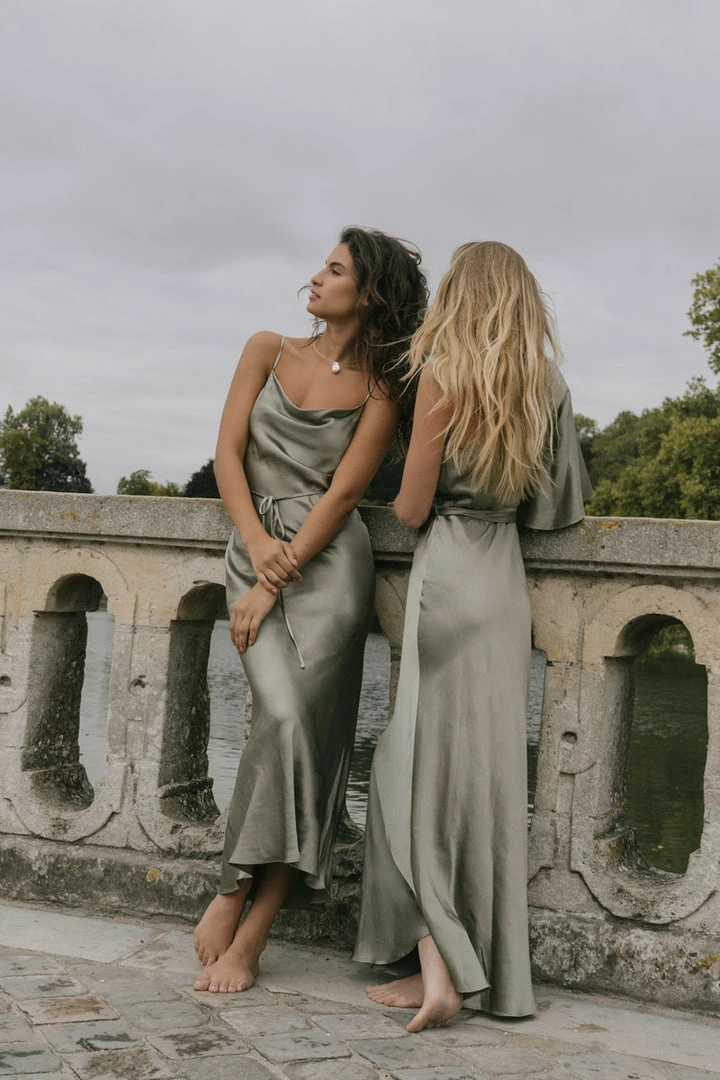 Shona Joy DRESSES LA LUNE BIAS COWL MIDI DRESS - SAGE