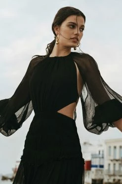 Shona Joy SAFIRA CUT OUT BACKLESS MIDI DRESS - BLACK DRESSES