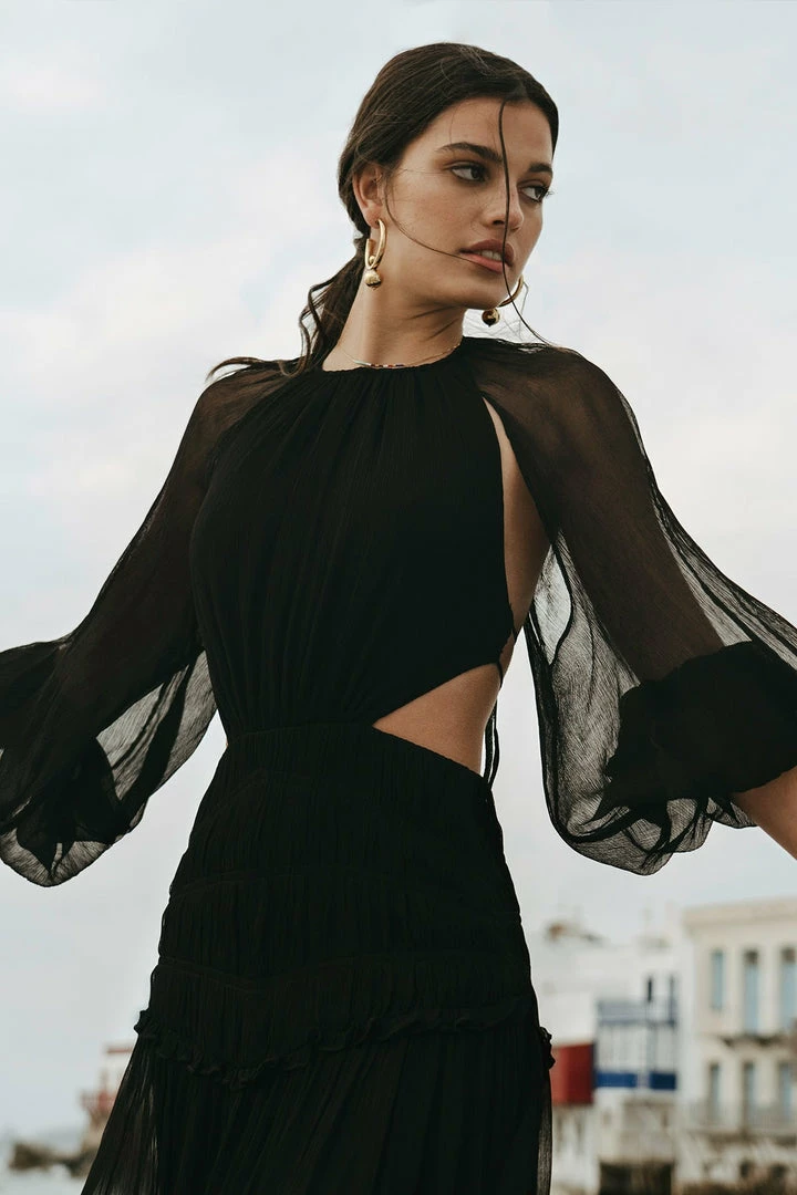 Shona Joy SAFIRA CUT OUT BACKLESS MIDI DRESS - BLACK DRESSES