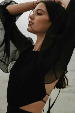 Shona Joy SAFIRA CUT OUT BACKLESS MIDI DRESS - BLACK DRESSES