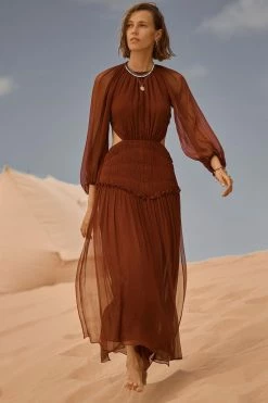 Shona Joy DRESSES SAFIRA CUT OUT BACKLESS MIDI DRESS - SANGRIA