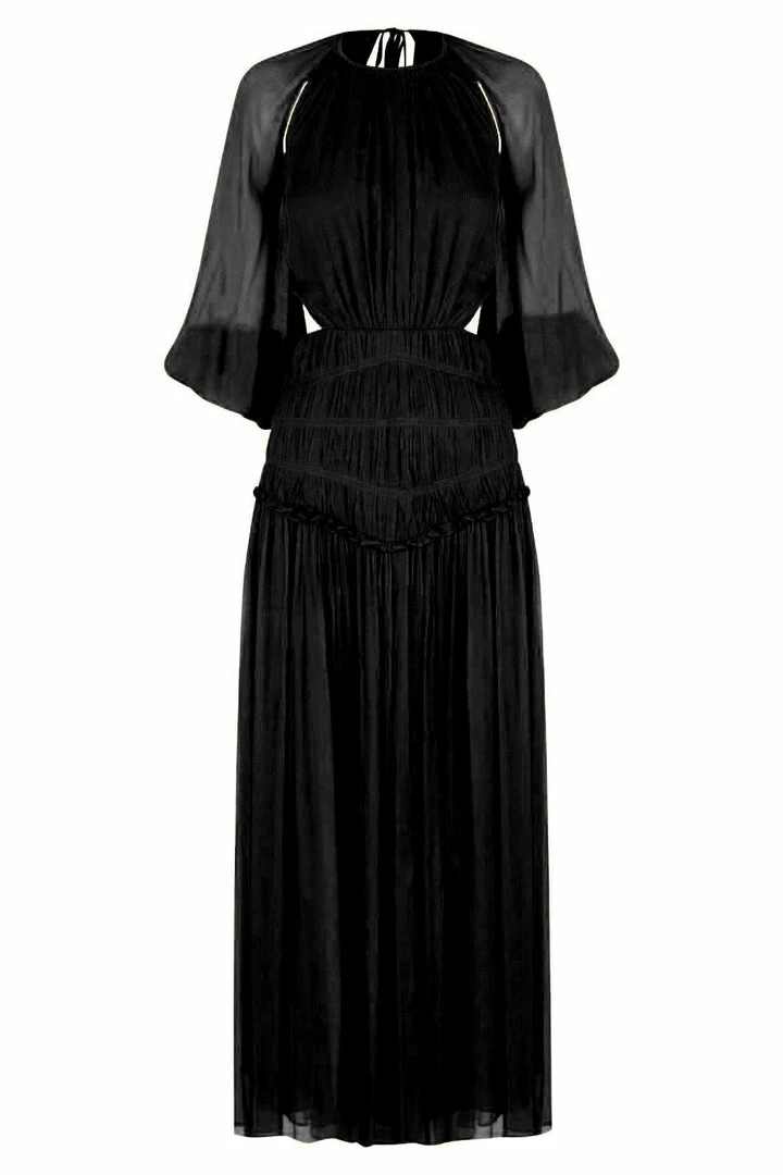 Shona Joy SAFIRA CUT OUT BACKLESS MIDI DRESS - BLACK DRESSES