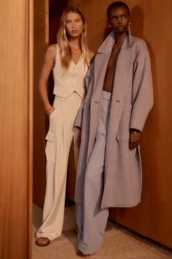 Shona Joy AZZURRA OVERSIZED LONG COAT - BLUE SMOKE TOPS