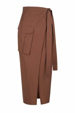 Shona Joy SKIRTS SARA WRAP MIDI SKIRT - CHESTNUT