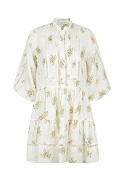 Shona Joy LILA LINEN PIN TUCK TUXEDO MINI DRESS DRESSES