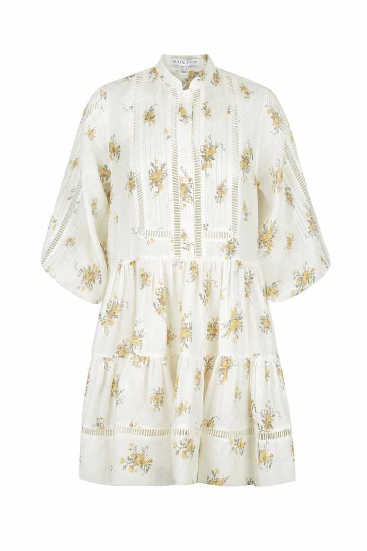 Shona Joy LILA LINEN PIN TUCK TUXEDO MINI DRESS DRESSES