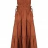 Shona Joy KAIA SHIRRED TIERED MIDI DRESS - PAPRIKA DRESSES