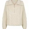 Shona Joy EVA CABLE ZIP UP JUMPER - CREMA