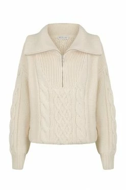 Shona Joy EVA CABLE ZIP UP JUMPER - CREMA