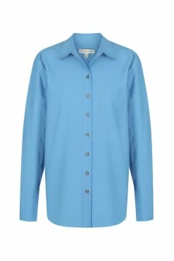 Shona Joy TOPS ISABELLA BUTTON UP BOYFRIEND SHIRT - MEDITERRANEAN BLUE