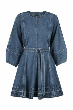 Shona Joy ANITA LANTERN SLEEVE MINI DRESS - INDIGO DRESSES