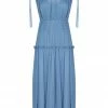 Shona Joy NOEMI SHORT SLEEVE RUCHED MIDI DRESS - OCEAN