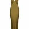 Shona Joy GIORGIA PLUNGED MIDI DRESS - OLIVE OIL
