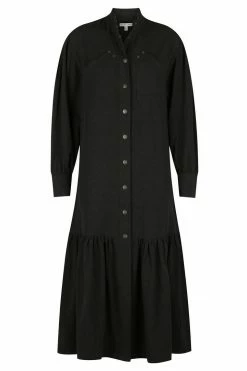 Shona Joy DRESSES PRISCILA HIGH NECK UTILITY MIDI DRESS - COAL