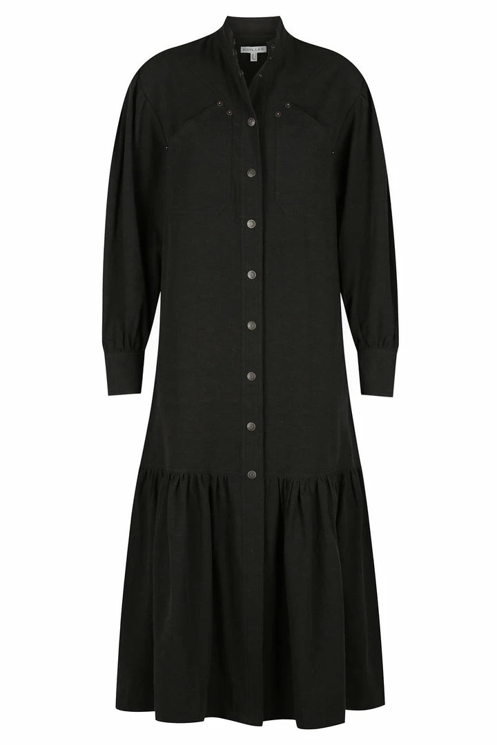 Shona Joy DRESSES PRISCILA HIGH NECK UTILITY MIDI DRESS - COAL