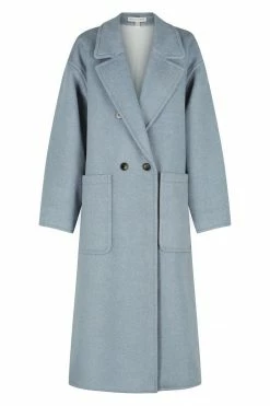 Shona Joy AZZURRA OVERSIZED LONG COAT - BLUE SMOKE TOPS