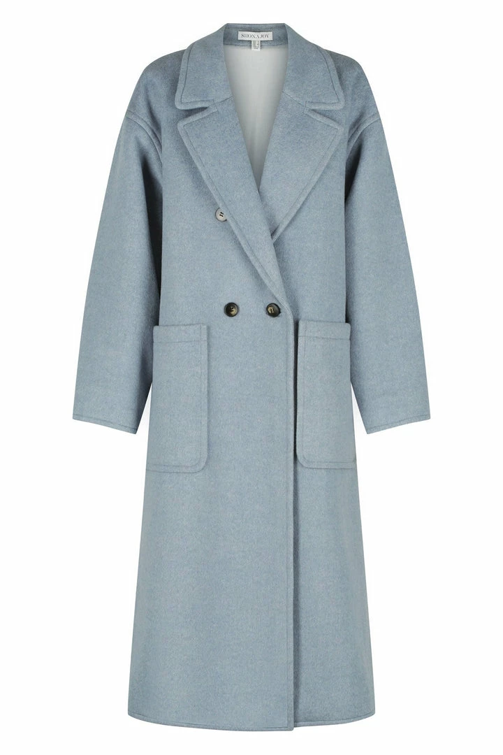 Shona Joy AZZURRA OVERSIZED LONG COAT - BLUE SMOKE TOPS