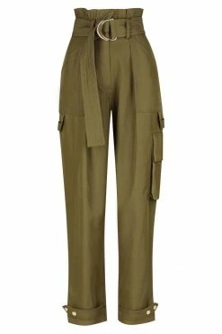 Shona Joy SHORTS & PANTS MATILDA LINEN UTILITY PAPERBAG PANT - FOREST