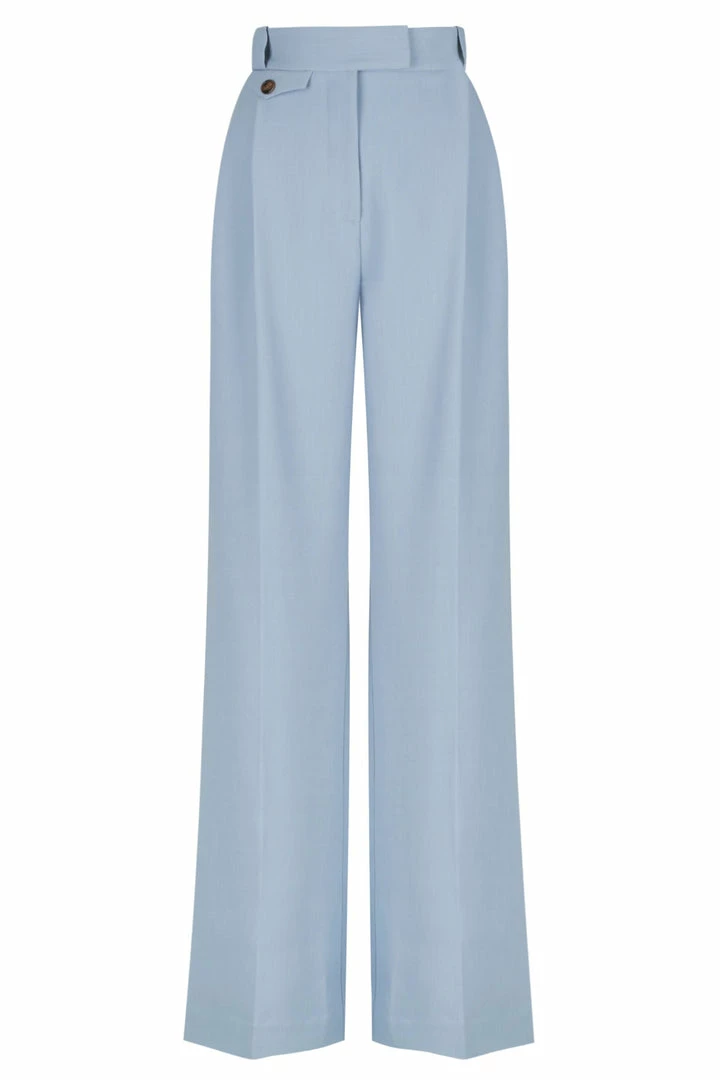 Shona Joy IRENA HIGH WAISTED TAILORED PANT - CHALK BLUE