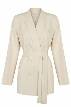 Shona Joy SARA DOUBLE BREASTED BLAZER - CREMA TOPS