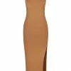 Shona Joy BASIC SQUARE NECK MIDI DRESS - TAN DRESSES