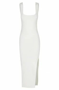 Shona Joy BASIC SQUARE NECK MIDI DRESS - IVORY DRESSES