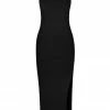 Shona Joy BASIC SQUARE NECK MIDI DRESS - BLACK DRESSES