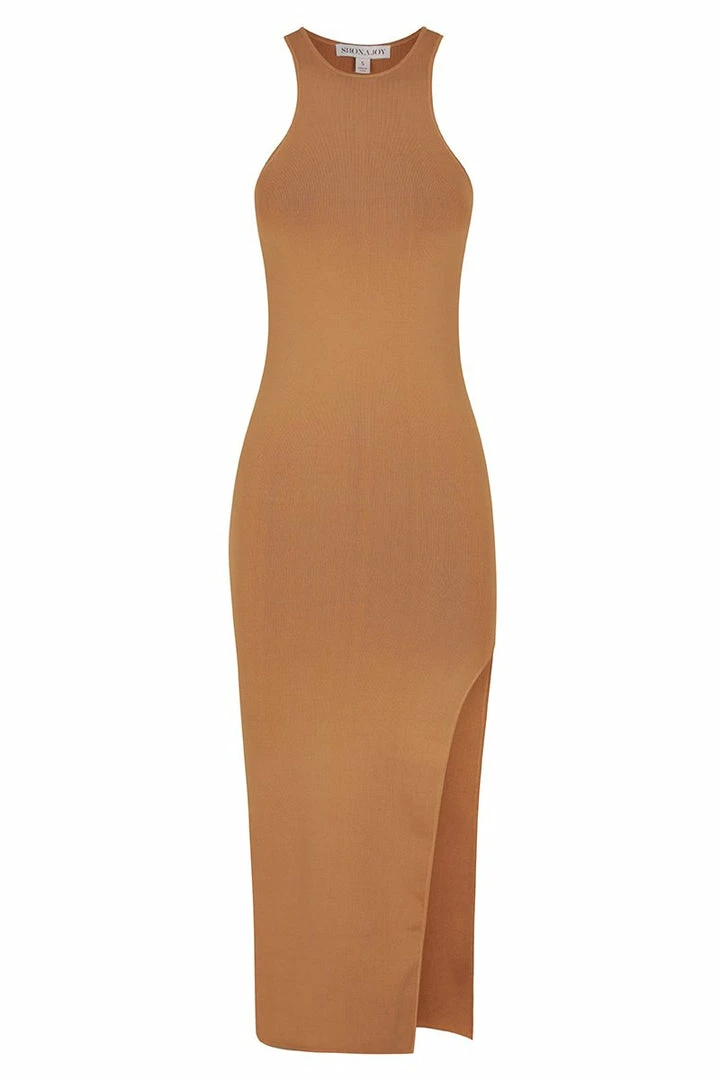 Shona Joy BASICS BASIC RACER BACK MIDI DRESS - TAN