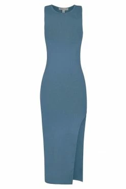 Shona Joy BASIC SLEEVELESS BACKLESS MIDI DRESS - BLUE SMOKE BASICS