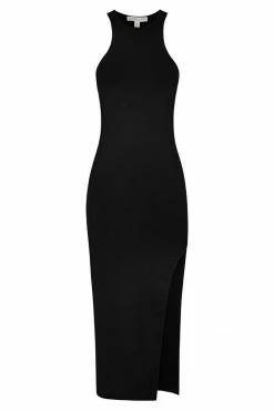 Shona Joy BASICS BASIC RACER BACK MIDI DRESS - BLACK