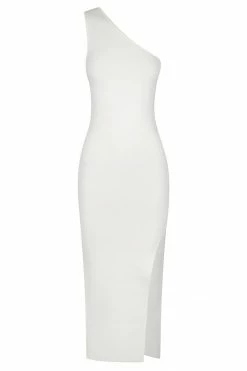 Shona Joy BASICS BASIC ONE SHOULDER MIDI DRESS - IVORY