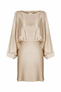 Shona Joy LA LUNE OPEN BACK CURVED SLEEVE MINI DRESS - GOLD