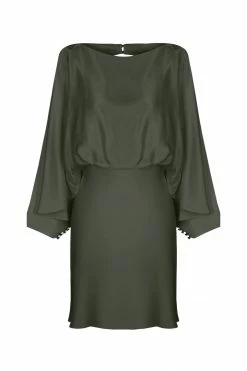 Shona Joy DRESSES LA LUNE OPEN BACK CURVED SLEEVE MINI DRESS - OLIVE