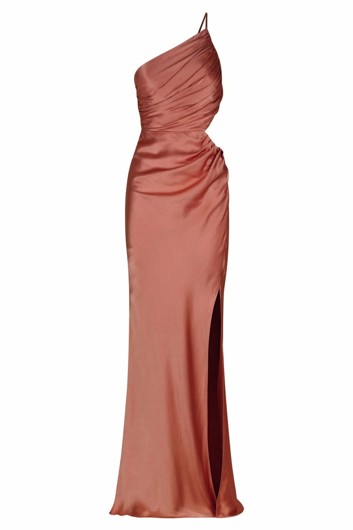 Shona Joy LA LUNE ASYMMETRICAL GATHERED MAXI DRESS - TERRACOTTA