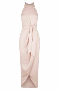 Shona Joy LUXE TIE FRONT SLEEVELESS MIDI DRESS - PORCELAIN