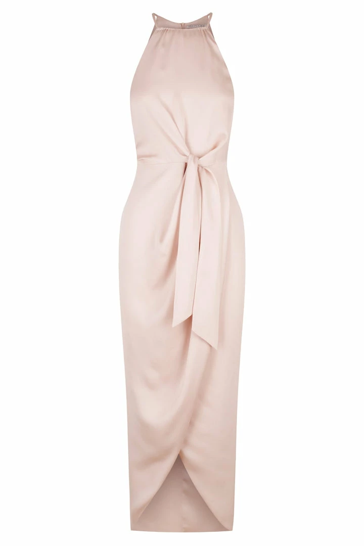 Shona Joy LUXE TIE FRONT SLEEVELESS MIDI DRESS - PORCELAIN