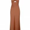 Shona Joy LUXE TWIST FRONT SLEEVELESS MIDI DRESS - MOCHA
