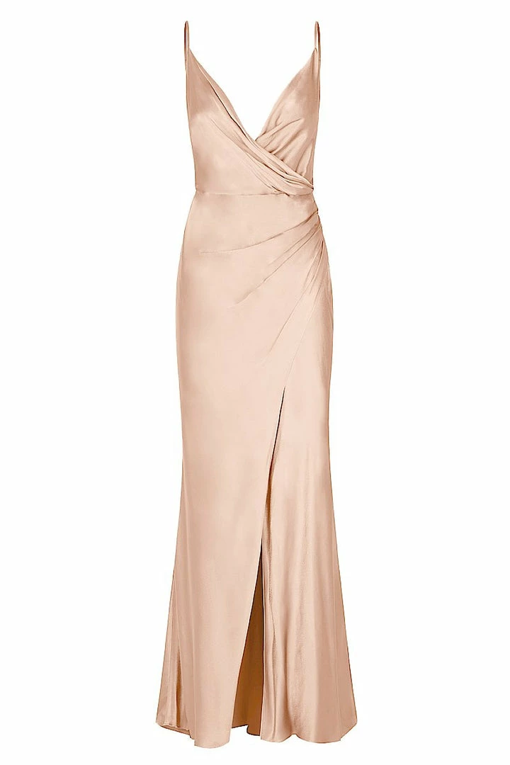 Shona Joy LA LUNE CROSS DRAPED MAXI DRESS - DESERT ROSE